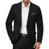 WULFUL Mens Casual Blazer Suit Jackets Slim Fit Two Button Sport Coats Lightweight Business Jacket(Black)