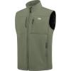 WULFUL Men’s Windproof Lightweight Golf Vest Outerwear with Pockets Softshell Sleeveless Jacket for Running Hiking Sports(Army Green)
