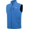 WULFUL Men’s Windproof Lightweight Golf Vest Outerwear with Pockets Softshell Sleeveless Jacket for Running Hiking Sports(Blue)