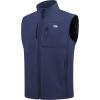 WULFUL Men’s Windproof Lightweight Golf Vest Outerwear with Pockets Softshell Sleeveless Jacket for Running Hiking Sports(Navy)