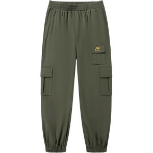 WULFUL Girl’s Casual Cargo Jogger Pants Adjustable Waist(Army Green)