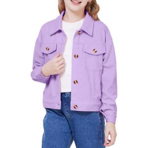 WULFUL Girl’s Fashion Button Down Corduroy Jackets Casual Fall Jackets Teen Girl Outerwear(Purple)