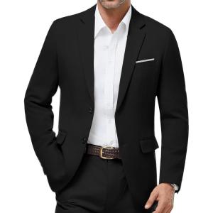 WULFUL Mens Casual Blazer Suit Jackets Slim Fit Two Button Sport Coats Lightweight Business Jacket(Black)