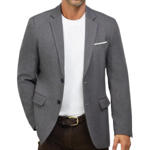 WULFUL Mens Casual Blazer Suit Jackets Slim Fit Two Button Sport Coats Lightweight Business Jacket(Deep Grey)