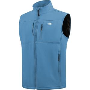 WULFUL Men’s Windproof Lightweight Golf Vest Outerwear with Pockets Softshell Sleeveless Jacket for Running Hiking Sports(Royal Blue)