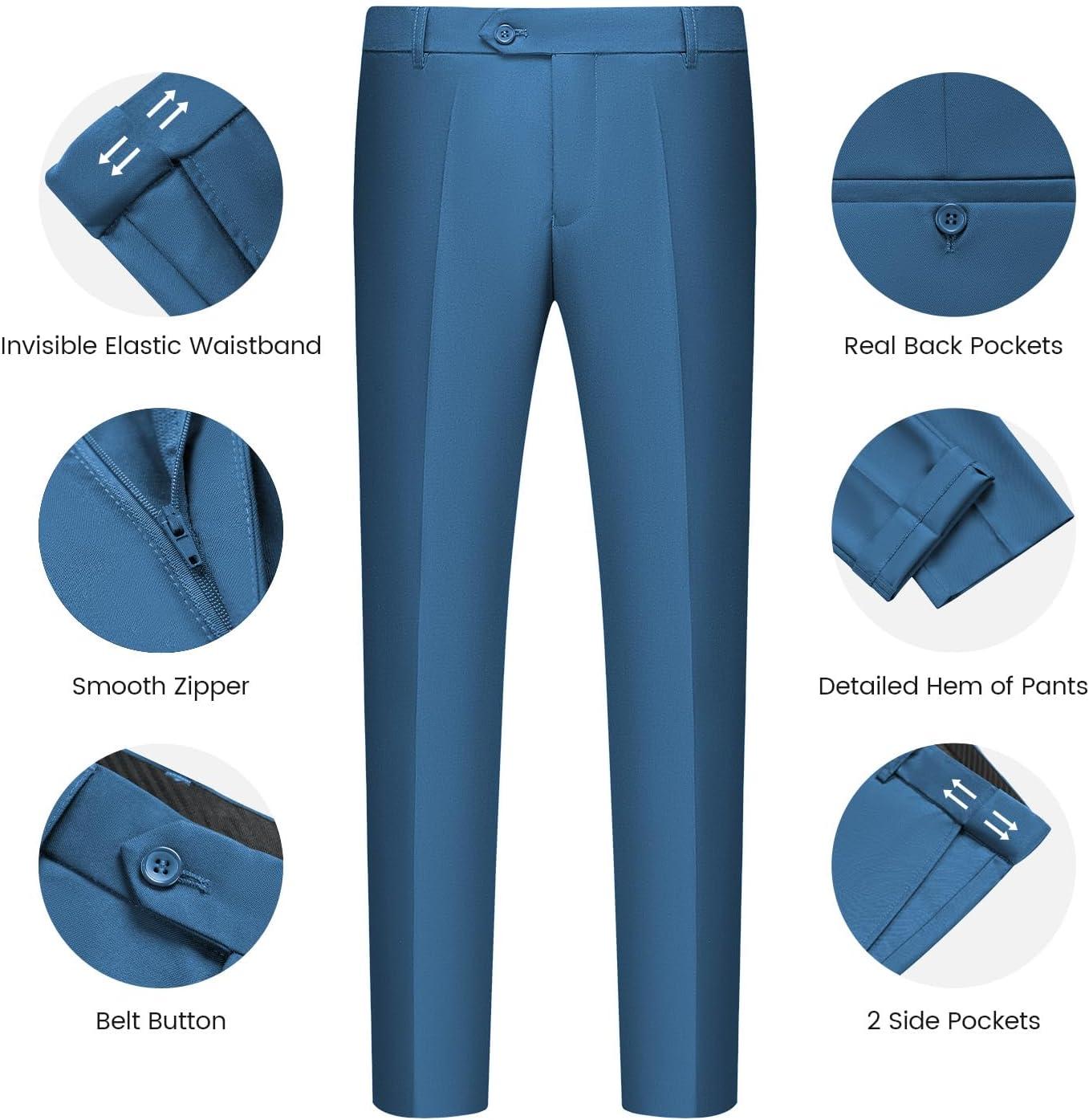 imageWULFUL Mens Slim Fit Suit One Button 3Piece Blazer Dress Business Wedding Party Jacket Vest amp PantHbl0127