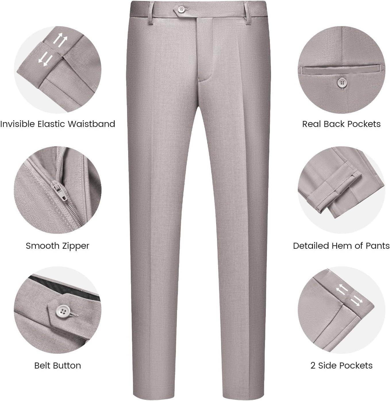 imageWULFUL Mens Slim Fit Suit One Button 3Piece Blazer Dress Business Wedding Party Jacket Vest amp PantLight Brown054