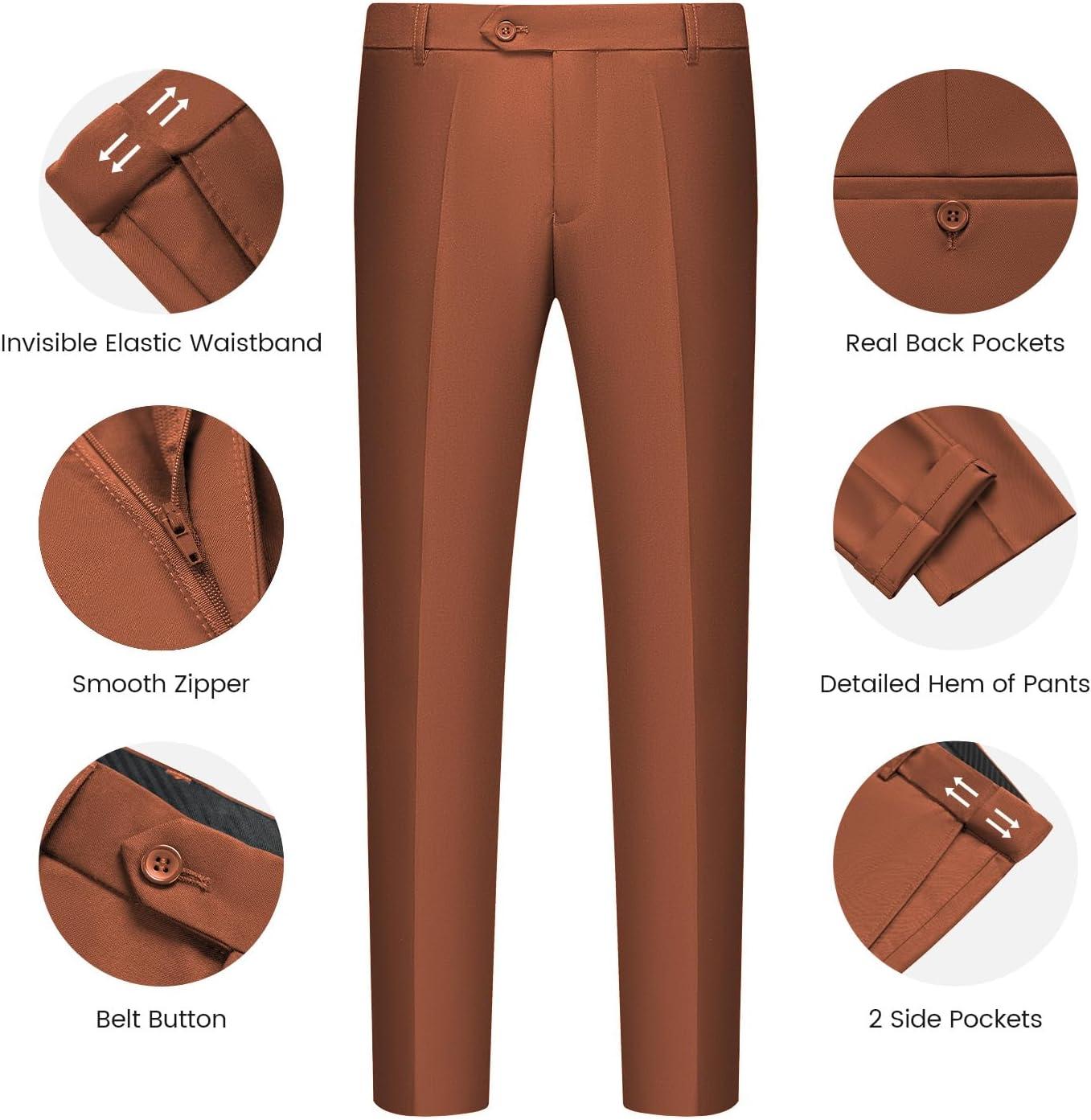 imageWULFUL Mens Slim Fit Suit One Button 3Piece Blazer Dress Business Wedding Party Jacket Vest amp PantNeworange