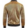WULFUL Men’s 70s Disco Costume Party Sequin Metallic Varsity Bomber Jacket(Gold02)