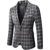 WULFUL Men’s Slim Fit Suit One Button 3-Piece Blazer Dress Business Wedding Party Jacket Vest & Pant(Black-056)