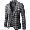 WULFUL Men’s Slim Fit Suit One Button 3-Piece Blazer Dress Business Wedding Party Jacket Vest & Pant(Black-056)