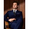 WULFUL Men’s Slim Fit Suit One Button 3-Piece Blazer Dress Business Wedding Party Jacket Vest & Pant(Blue)