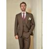 WULFUL Men’s Slim Fit Suit One Button 3-Piece Blazer Dress Business Wedding Party Jacket Vest & Pant(Brown)