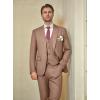 WULFUL Men’s Slim Fit Suit One Button 3-Piece Blazer Dress Business Wedding Party Jacket Vest & Pant(Coffee-054)