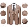 WULFUL Men’s Slim Fit Suit One Button 3-Piece Blazer Dress Business Wedding Party Jacket Vest & Pant(Coffee-054)