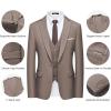 WULFUL Men’s Slim Fit Suit One Button 3-Piece Blazer Dress Business Wedding Party Jacket Vest & Pant(Coffee-055)