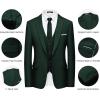 WULFUL Men’s Slim Fit Suit One Button 3-Piece Blazer Dress Business Wedding Party Jacket Vest & Pant(Dark Green)