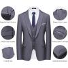 WULFUL Men’s Slim Fit Suit One Button 3-Piece Blazer Dress Business Wedding Party Jacket Vest & Pant(Dark Grey)