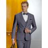 WULFUL Men’s Slim Fit Suit One Button 3-Piece Blazer Dress Business Wedding Party Jacket Vest & Pant(Dark Grey)