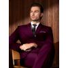 WULFUL Men’s Slim Fit Suit One Button 3-Piece Blazer Dress Business Wedding Party Jacket Vest & Pant(Dark Red)