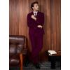 WULFUL Men’s Slim Fit Suit One Button 3-Piece Blazer Dress Business Wedding Party Jacket Vest & Pant(Dark Red)