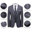 WULFUL Men’s Slim Fit Suit One Button 3-Piece Blazer Dress Business Wedding Party Jacket Vest & Pant(Grey-054)