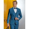 WULFUL Men’s Slim Fit Suit One Button 3-Piece Blazer Dress Business Wedding Party Jacket Vest & Pant(Hbl-0127)