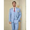 WULFUL Men’s Slim Fit Suit One Button 3-Piece Blazer Dress Business Wedding Party Jacket Vest & Pant(Light Blue)