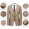 WULFUL Men’s Slim Fit Suit One Button 3-Piece Blazer Dress Business Wedding Party Jacket Vest & Pant(Light Brown)