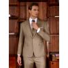 WULFUL Men’s Slim Fit Suit One Button 3-Piece Blazer Dress Business Wedding Party Jacket Vest & Pant(Light Brown)