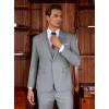 WULFUL Men’s Slim Fit Suit One Button 3-Piece Blazer Dress Business Wedding Party Jacket Vest & Pant(Light Grey)