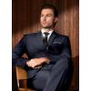 WULFUL Men’s Slim Fit Suit One Button 3-Piece Blazer Dress Business Wedding Party Jacket Vest & Pant(Navy Blue-055)