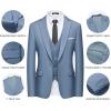 WULFUL Men’s Slim Fit Suit One Button 3-Piece Blazer Dress Business Wedding Party Jacket Vest & Pant(New-blue)