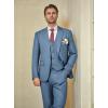 WULFUL Men’s Slim Fit Suit One Button 3-Piece Blazer Dress Business Wedding Party Jacket Vest & Pant(New-blue)
