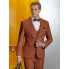 WULFUL Men’s Slim Fit Suit One Button 3-Piece Blazer Dress Business Wedding Party Jacket Vest & Pant(New-orange)