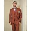 WULFUL Men’s Slim Fit Suit One Button 3-Piece Blazer Dress Business Wedding Party Jacket Vest & Pant(New-orange)