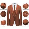 WULFUL Men’s Slim Fit Suit One Button 3-Piece Blazer Dress Business Wedding Party Jacket Vest & Pant(New-orange)