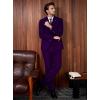 WULFUL Men’s Slim Fit Suit One Button 3-Piece Blazer Dress Business Wedding Party Jacket Vest & Pant(Purple)