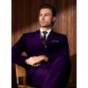 WULFUL Men’s Slim Fit Suit One Button 3-Piece Blazer Dress Business Wedding Party Jacket Vest & Pant(Purple)