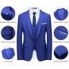 WULFUL Men’s Slim Fit Suit One Button 3-Piece Blazer Dress Business Wedding Party Jacket Vest & Pant(Royal Blue)