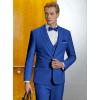 WULFUL Men’s Slim Fit Suit One Button 3-Piece Blazer Dress Business Wedding Party Jacket Vest & Pant(Royal Blue)