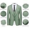 WULFUL Men’s Slim Fit Suit One Button 3-Piece Blazer Dress Business Wedding Party Jacket Vest & Pant(Sage Green-new)