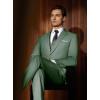 WULFUL Men’s Slim Fit Suit One Button 3-Piece Blazer Dress Business Wedding Party Jacket Vest & Pant(Sage Green-new)