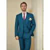 WULFUL Men’s Slim Fit Suit One Button 3-Piece Blazer Dress Business Wedding Party Jacket Vest & Pant(Teal Blue)