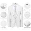 WULFUL Men’s Slim Fit Suit One Button 3-Piece Blazer Dress Business Wedding Party Jacket Vest & Pant(White)