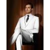WULFUL Men’s Slim Fit Suit One Button 3-Piece Blazer Dress Business Wedding Party Jacket Vest & Pant(White)