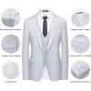 WULFUL Men’s Slim Fit Suit One Button 3-Piece Blazer Dress Business Wedding Party Jacket Vest & Pant(White-0127)