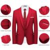 WULFUL Men’s Slim Fit Suit One Button 3-Piece Blazer Dress Business Wedding Party Jacket Vest & Pant(Wine Red)