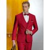 WULFUL Men’s Slim Fit Suit One Button 3-Piece Blazer Dress Business Wedding Party Jacket Vest & Pant(Wine Red)