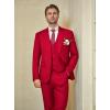 WULFUL Men’s Slim Fit Suit One Button 3-Piece Blazer Dress Business Wedding Party Jacket Vest & Pant(Wine Red)